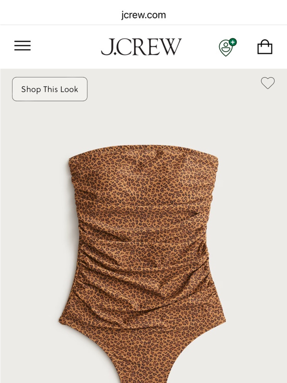 J. Crew Brown Leopard Print One-Piece Bandeau Swimsuit